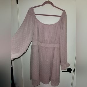 NWT Lantern Long-sleeve Summer Swiss Dot Swing Dress Pink X-Large